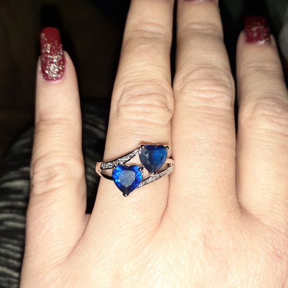 Midnight blue sterling silver heart ring. - Picture 4 of 4